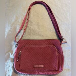 Vera Bradley Iconic Maroon Little Hipster Shoulder/Crossbody Bag Floral Interior